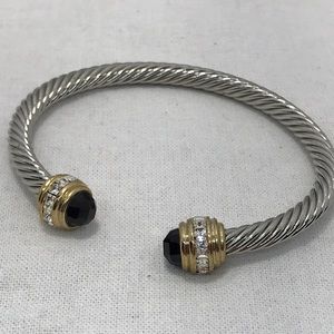 New 2 tone cable bracelet with black cz tips